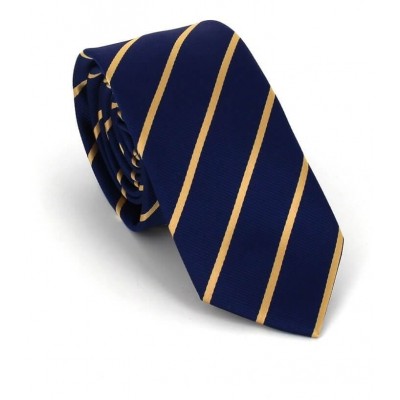 Corbata de Rayas Azul Marino y Dorada