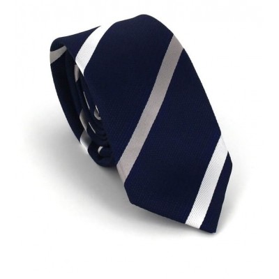 Corbata de Rayas Azul Marino y Plata