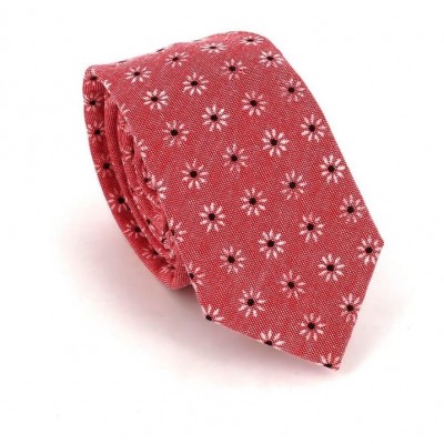 Corbata Estrecha  Estampada Roja Floral