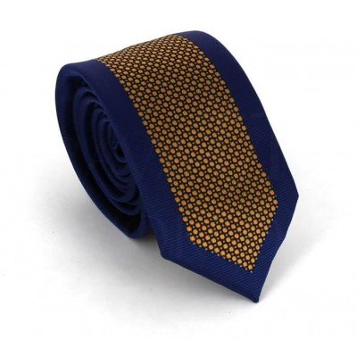 Corbata Estrecha Moderna Azul Marino y Dorada