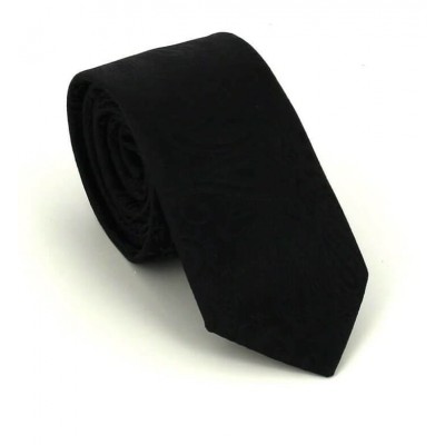 Corbata Estrecha Paisley Negra
