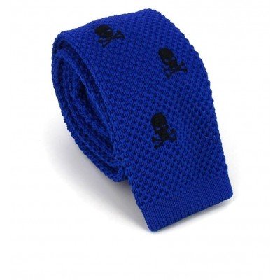Corbata Punto Calaveras Azul