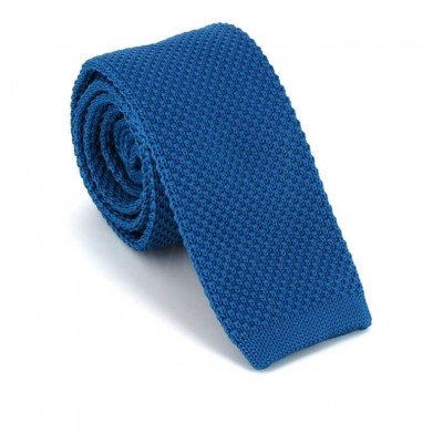 Corbata de Punto Lisa Azul Cobalto