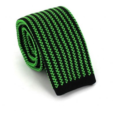 Corbata Punto Rayas Verticales Verde y Negra