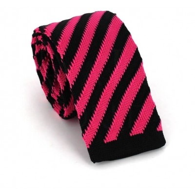 Corbata Punto Rayas Diagonales Negra y Rosa